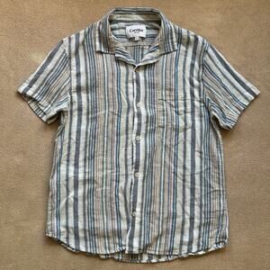 Corridor Amagansett Striped Camp Collar Short Sleeve Button Up Shirt Large